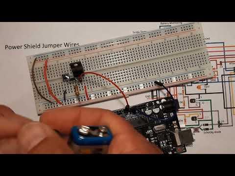 Breadboard Circuit of Pushbutton on/off and Auto Shutoff of DIY Arduino Power Shield