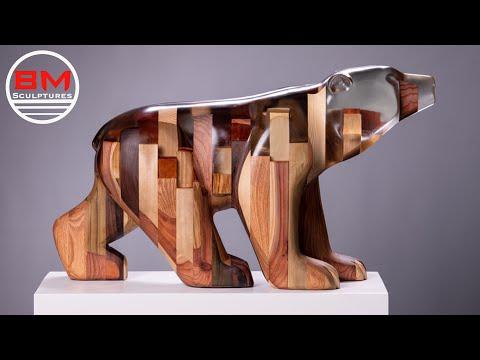 Carving a Bear out of Epoxy Resin and Wood