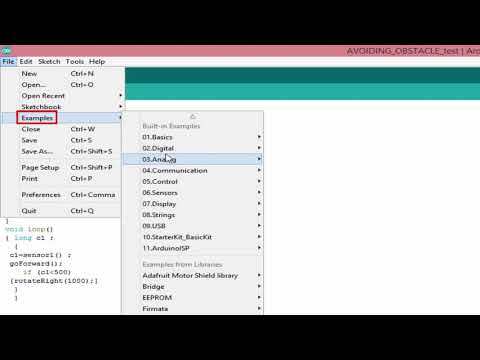 Cheap Arduino Obstacle Avoiding Robot For Beginners | the File menu