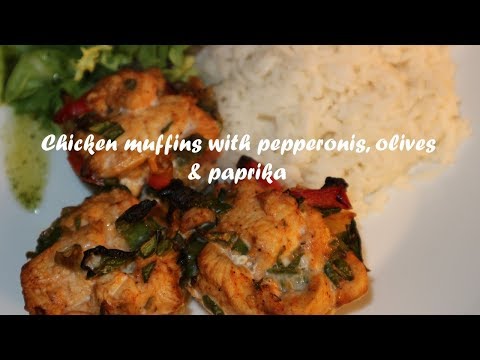 Chicken muffins with pepperonis, olives &amp;amp; paprika recipe