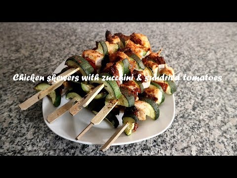 Chicken skewers with zucchini &amp;amp; sundried tomatoes recipe