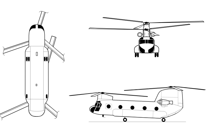 Chinook front side and top view line drawing.png
