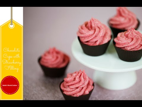 Chocolate Cups with Strawberry Filling