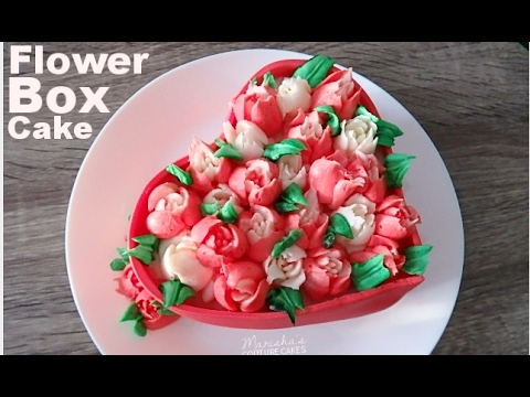 Chocolate Heart Flower Box Cake | Gluten Free | Russian Piping Tips