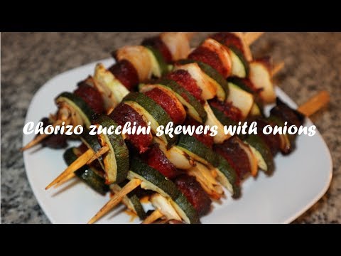 Chorizo zucchini skewers with onions recipe