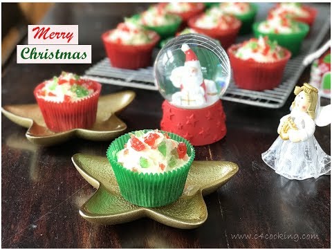 Christmas Cherry Cupcakes - Easy Christmas themed cupcake recipe