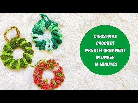 Christmas Crochet Wreath Ornament in Under 10 Minutes