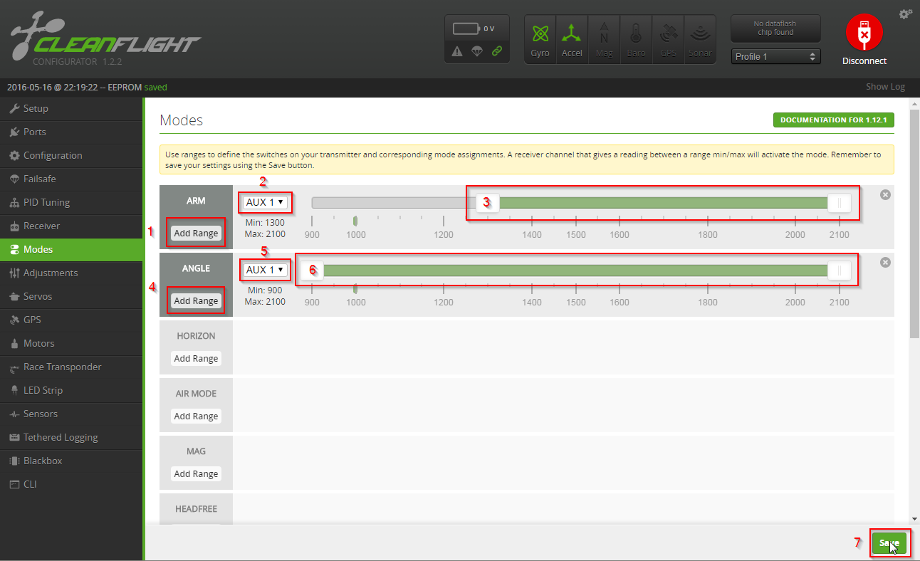 Cleanflight - Configurator -Modes.png