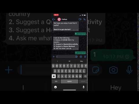 CoVbot - A Simple WhatsApp Chatbot For Latest COVID 19 Status Demo