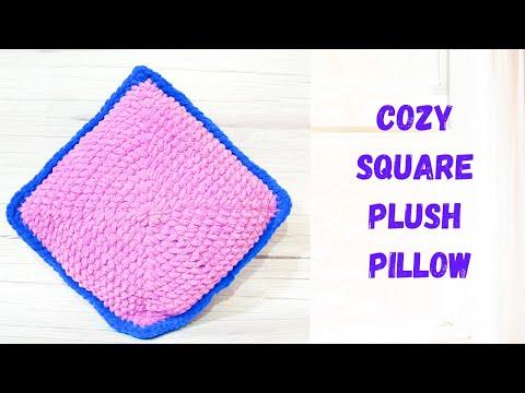 Cozy Square Crochet Plush Pillow Tutorial DIY Crochet Pillow