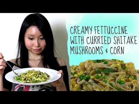 Creamy Fettuccine With Curried Shitake Mushrooms &amp;amp; Corn Recipe - Vegan &amp;amp; Gluten Free