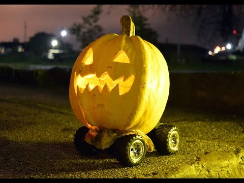 Creepy Halloween Pumpkin On Wheels