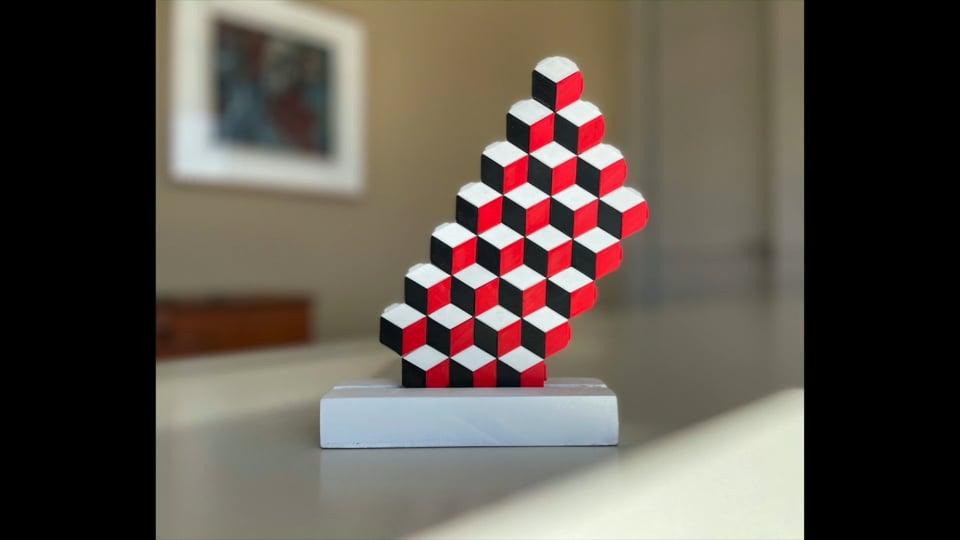Cubes Illusion Sculpture (red model)