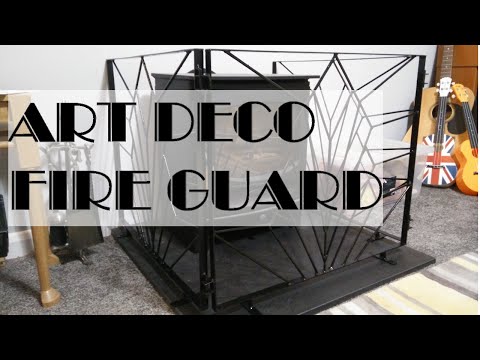 Custom built art deco fire guard for log burner