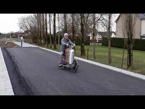 Custom steampunk motorcycle Testride