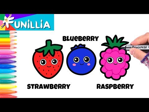 Cute Berries Coloring Page Art Tutorial for Kids | Fun &amp;amp; Easy Cartoon Drawings for Children