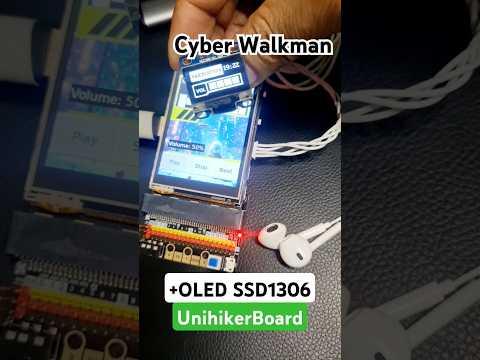 Cyber Walkman: Music on Unihiker(LinuxBoard)+Oled Ssd1306 #trending #linux