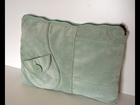 DIY:  Large Suede Clutch Bag - Upcycled Jacket - Sustainable Patch