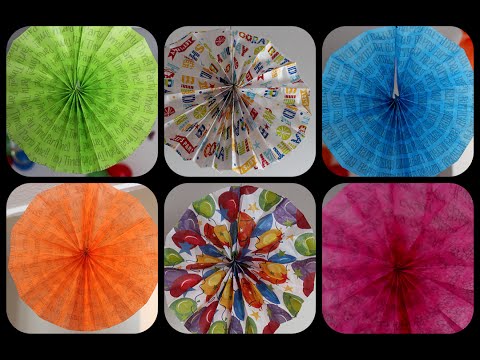 DIY: How to make Rosette Fans with tissue paper sheets | Birthdays decoration | Parties decoration