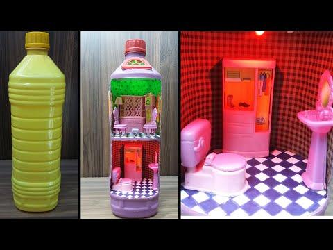 DIY |How to Make Miniature Doll House from Plastic Bottle|Fairy House with Light