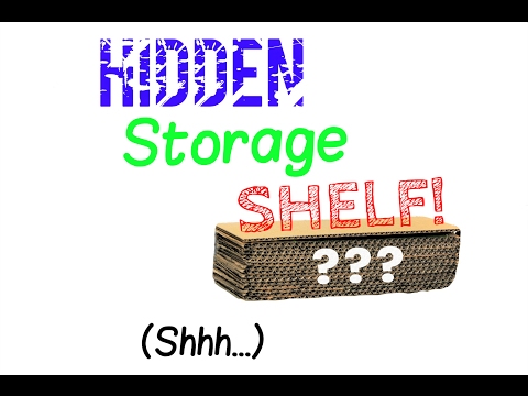 DIY &amp;quot;Floating&amp;quot; Cardboard Shelf with HIDDEN STORAGE!