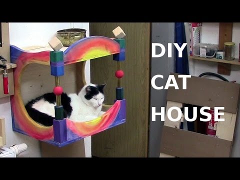 DIY  wall mounted rainbow cat house