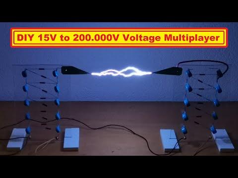 DIY 15V to 200 000 V Cockroft Walton voltage multiplier