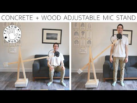 DIY Adjustable Mic Stand made from Concrete and Wood