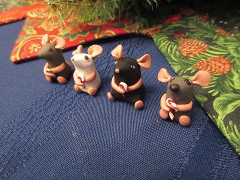 DIY Adorable Clay Mice Holding a Candy Cane