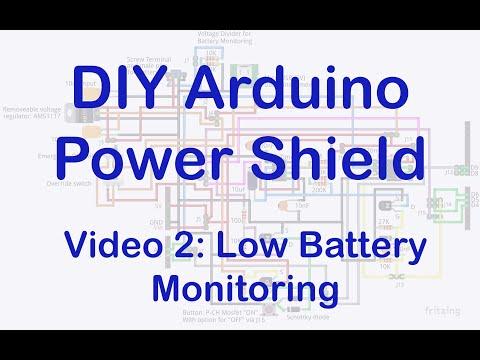 DIY Arduino Power Shield Demonstration of Low Battery Voltage Detection