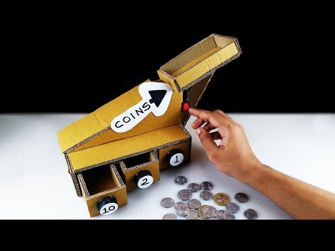 DIY Automatic Coin Sorting Machine from Cardboard at Home - Self Sorting Coin Bank How to Make Easy