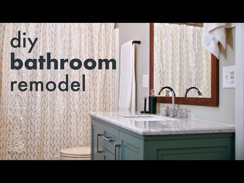 DIY Bathroom Remodel // How To Install A Toilet &amp;amp; Vanity, Build A Mirror Frame