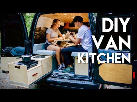 DIY Camper Van Kitchen with Sink and Propane Stove #VANLIFE