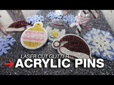 DIY Christmas Pins | Laser Cut Glitter Acrylic | Glitter Pins