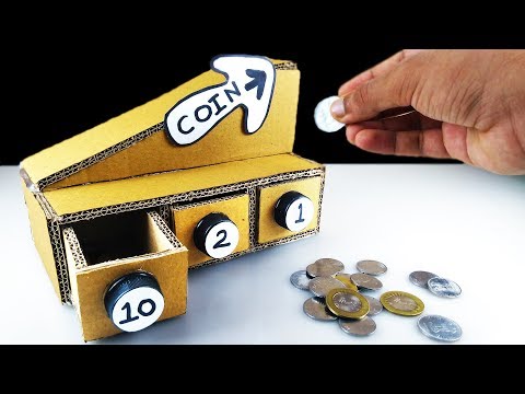 DIY Coin Sorting Machine from Cardboard at Home - Self Sorting Coin Bank How to Make Easy