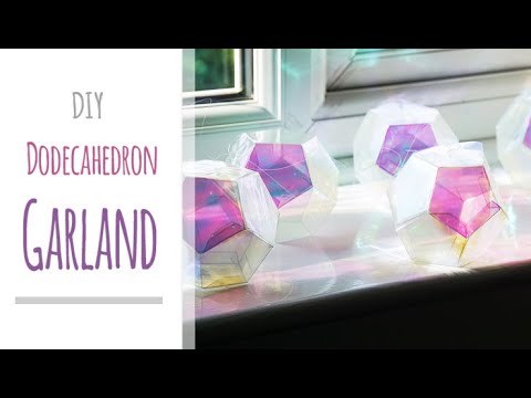 DIY Dodecahedron Garland | How to Make Iridescent Geometric Shapes | Fairy Lights &amp;amp; Easy Party Decor