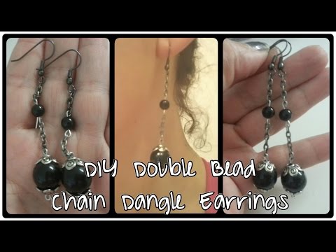 DIY Double Bead Chain Dangle Earrings