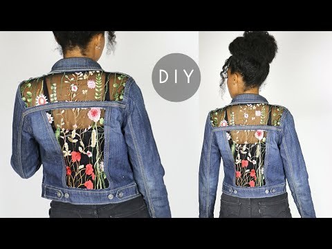 DIY Embroidered Sheer Cut Out Denim Jacket (NO SEWING)