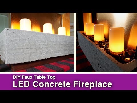 DIY Faux Concrete Tabletop Fireplace