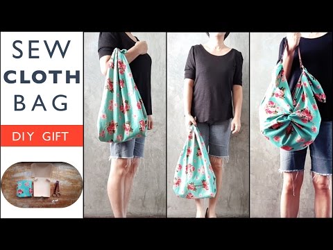 DIY GIFT : Sew Cloth Bag with Leather Strap, Furoshiki Style !