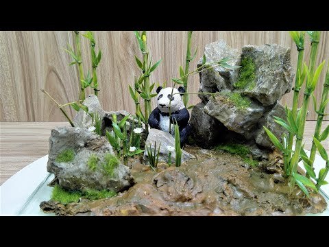 DIY Giant Panda in Bamboo Forest, Realistic Diorama.