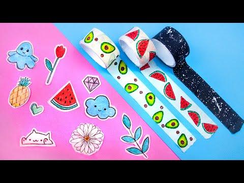 DIY How Make Your Own Washi Tape and Sticker at Home | Easy Homemade Paper Washi Tape and Sticker