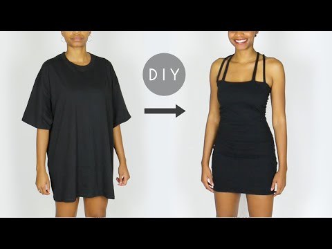 DIY Little Black Dress From an Oversized Men's T-Shirt (Easy Sewing!)