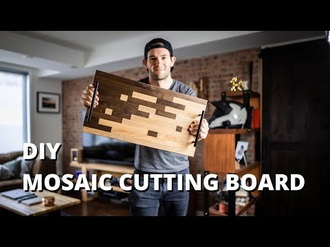 DIY MOSAIC CUTTING BOARD // MY FIRST YOUTUBE VIDEO // WOODWORKING