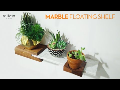 DIY Marble Floating Shelf + Planter