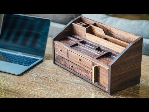 DIY Mid Century Modern Desk Organizer || How To Build - Woodworking