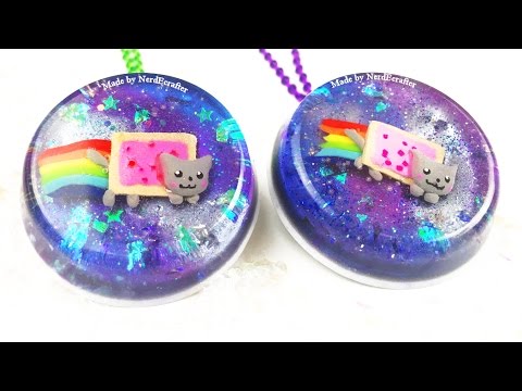 DIY Nyan Cat Galaxy Pendant Resin and Polymer Clay Tutorial