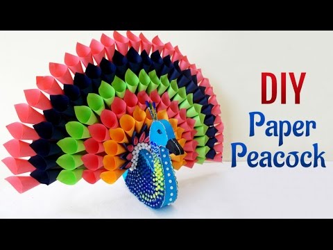 DIY Paper Craft Projects : How to Make Multicolored Paper Peacock | DIY Room Decor