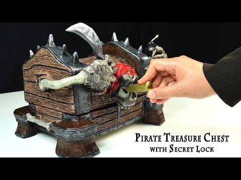 DIY Pirate Treasure Chest with Secret Lock | DIY Jewelry Box Cardboard | DIY Air Dry Clay Tutorial