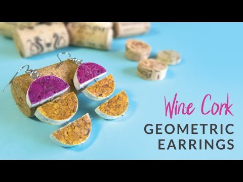 DIY Recycled Wine Cork Geometric Earrings | Curly Made